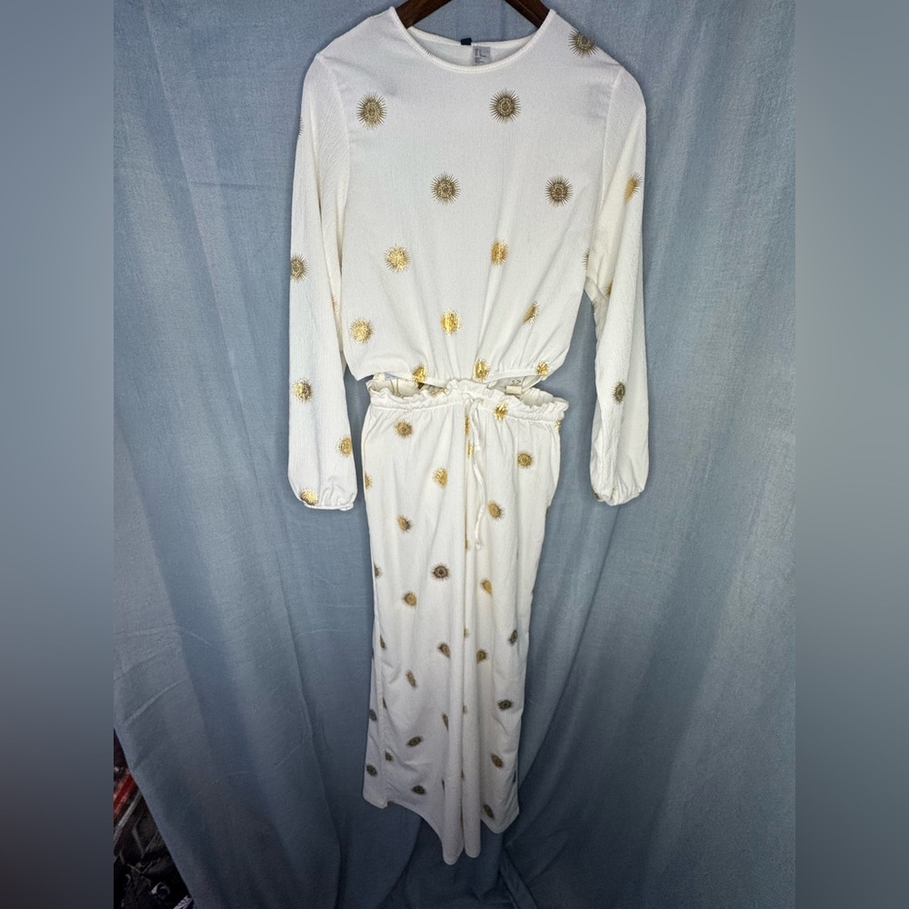 H&M White and Gold Long 2 Piece Set